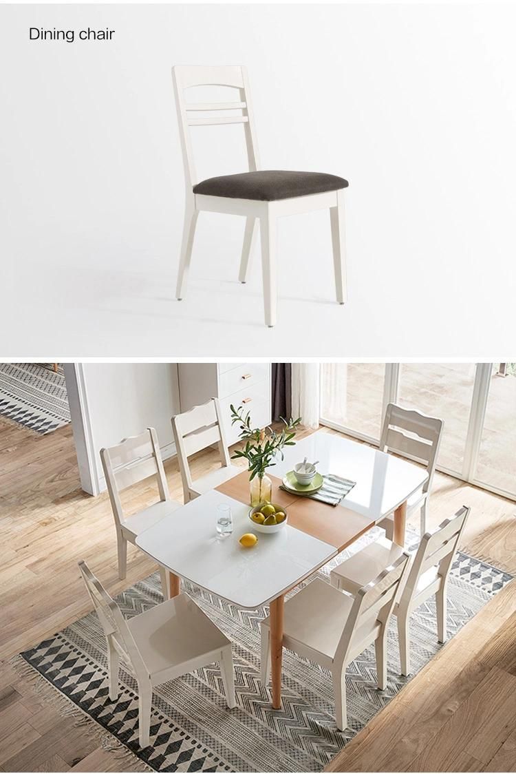 Furniture Modern Furniture Chair Kitchen Cabinets Home Furniture Dining Room Furniture Tempered Glass + White Beech Wood Dining Table and Chair