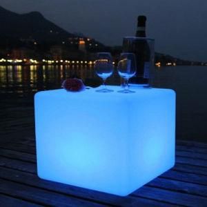 White Patio Furniture RGB Plastic LED Cube Seat Waterproof Bar Stool for Sale