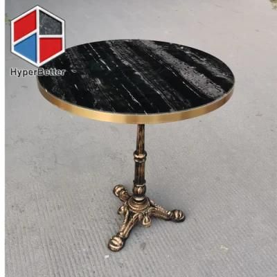 Silver Dragon Marble Coffee Table Circle 60cm with Brass Leg