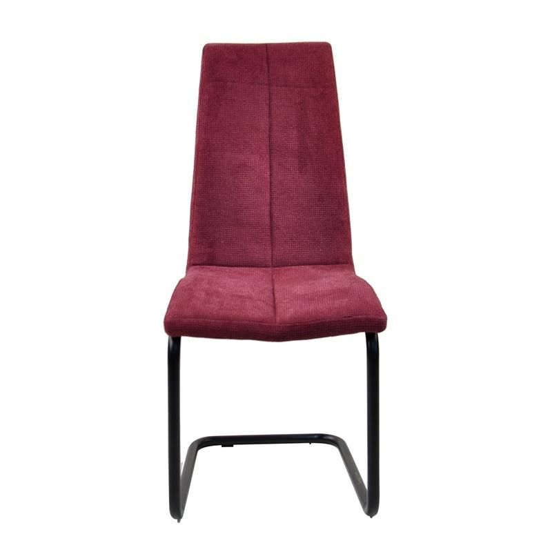 Decoration Interior Accessories Red Textile Stripe Chrome Leg Dining Chair