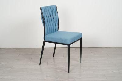New Fashionable Luxury Blue Fabric Dining Seating Chair