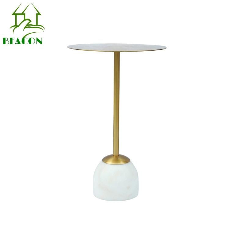 High Quality Modern Small Living Room Furniture Round Marble Steel Tea Table Coffee Table Use Side Table