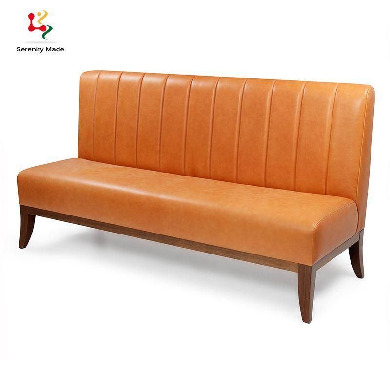 Commerical Modern Solid Wood Base PU Leather Channel Back Cafe and Restaurant Night Club Booth Seating Sofa Furniture