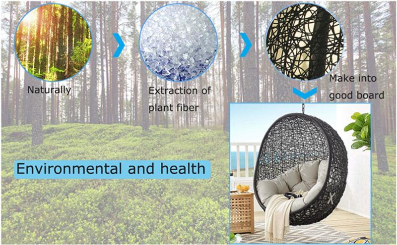 Hot Sell Modern Green Outdoor Hanging Rattan Chair Leisure Wicker Patio Swing Double Chair