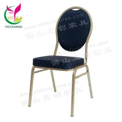 Yc-Zl10-04 High Quality Fabric Cushion Dining Room Gold Aluminum Banquet Chair for Sale