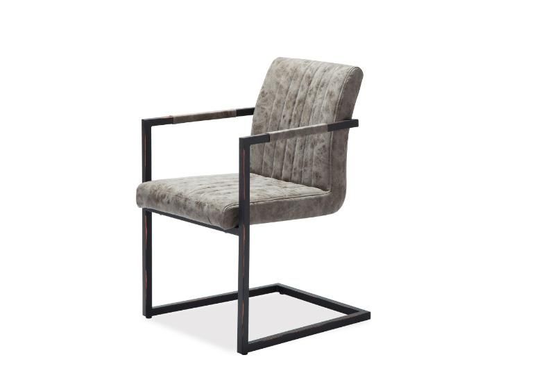 Home Modern Furniture Luxury Upholstered PU Metal Leg Fixed Dining Chair