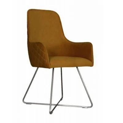Modern Iron Frame Designer Fabric Hotel Cafes and Restaurants Dining Chair