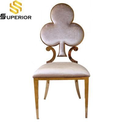 Wedding Mandap Velvet Chair with Stainless Steel Plum Blossom Back