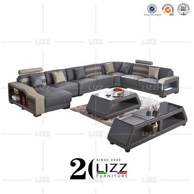 Sectional Luxury Modern Home Furniture European Corner U Shape Living Room Genuine Leather Sofa