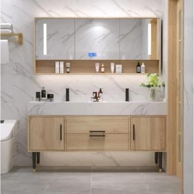 Modern Simple Rock Board Double Basin Bathroom Cabinet Combination Landing Intelligent Light Luxury Washbasin Toilet Wash Basin Cabinet