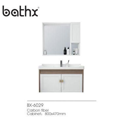 Bathroom Design Sanitary Ware High Waterproof Carbon Fiber Modern Bathroom Cabinets with Ceramic Wash Basin