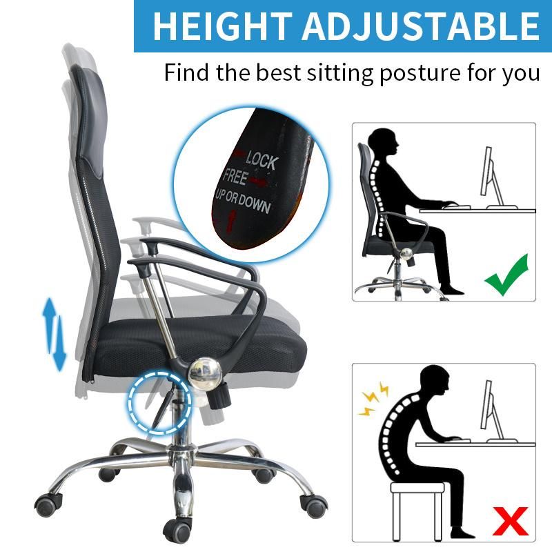 360 Degree Swivel Fixed Armrest Home and Office Rolling High Back Executive Mesh Office Chairs for Adult