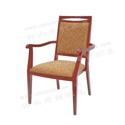 Modern Red Wood Grain Frame Pattern Backrest Home Outdoor Hotel Armrest Dining Chair