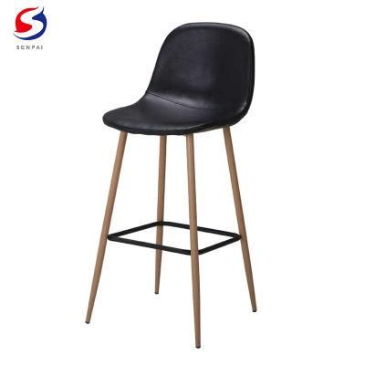 Modern Leather Wooden Effect Leg Outdoor Stools Bar Chair for Bar Furniture