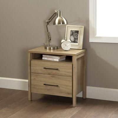 Rustic Oak 2-Drawer Nightstand Bedroom Furniture