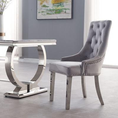 Hotel Dining Chair Modern European Style Stainless Steel Leg Velvet Dining Chair