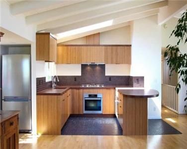 Custom Simple High Quality Heat Resistant U Shaped Wood Grain MDF Laminate Kitchen Cabinet