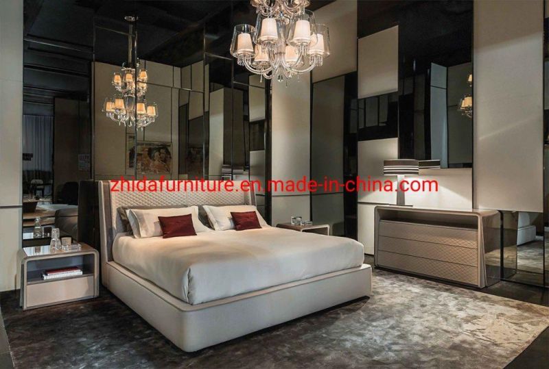 Factory Wholesale Modern Luxury Hotel Apartment Villa Home Furniture Bedroom King Size Soft Fabric Bed