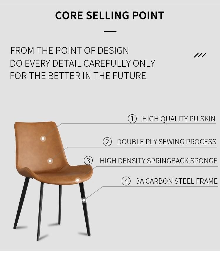 Cheap Price Modern Furniture Iron Legs Leather Dining Chairs