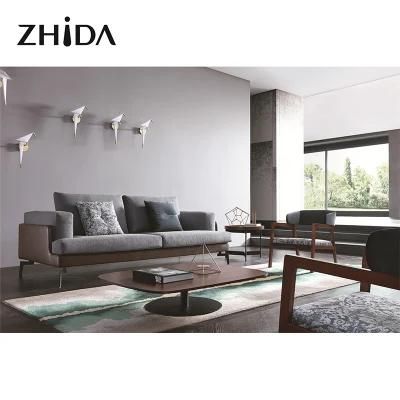 Zhida High-End Home Furniture Supplier Modern Sofa Set Villa Living Room Three Seater Leather Fabric Sofa Couch with High Quality