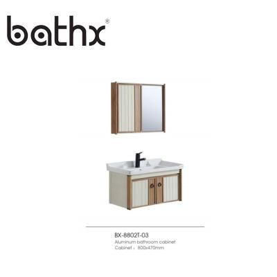 Modern China Design White Big Space Aluminum Wall-Mounted Bathroom Cabinet Vanities at The Corner