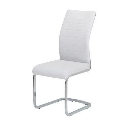 Simple Hotel Dining Chair Comfortable Chair Home Bedroom Living Room Furniture Office Home Chrome Plated PU Leather Chair
