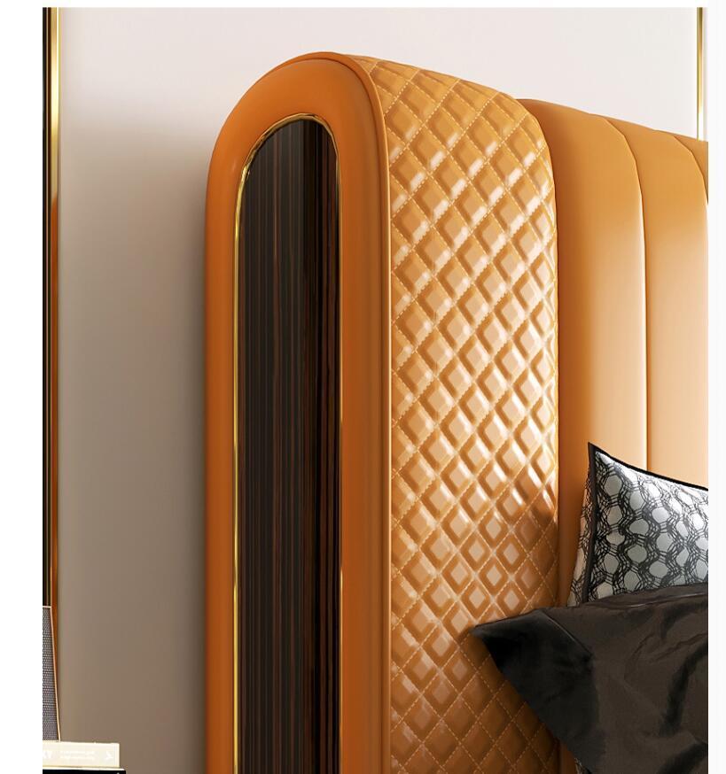 Modern Orange High-Grade Leather Sofa Bed Furniture
