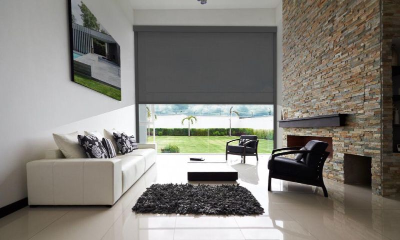 Exterior Decorative Motorized Windproof Roller Blinds Safety Design High Quality