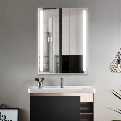 Hotel Project Polished Silver LED Bathroom Mirror with Touch Sensor