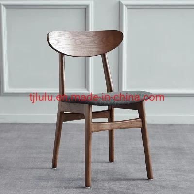 High Quality Factory Price Solid Wooden Restaurant Dining Chair Modern Wood Upholstered Fabric Dining Room Chair