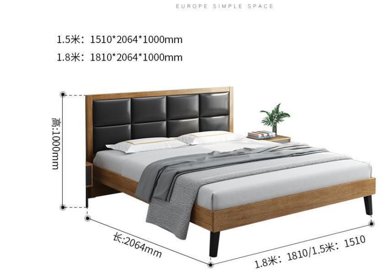 Modern Style Bedroom Furniture King Size Wooden Bed