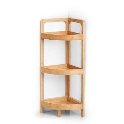 3 Tier Bamboo Corner Shelf Storage Rack Free Standing Corner Rack Multipurpose Shelving Unit