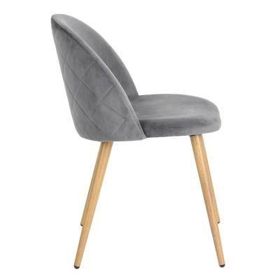 Dining Room Chair Modern Luxury Furniture Button Tufted Fabric Velvet Stainless Steel Dining Chair