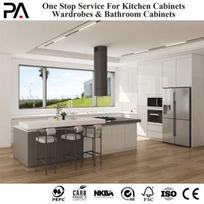 PA Wholesale Italian Free Standing Set Ebony Marble Tops Plywood Modern Kitchen Cabinet