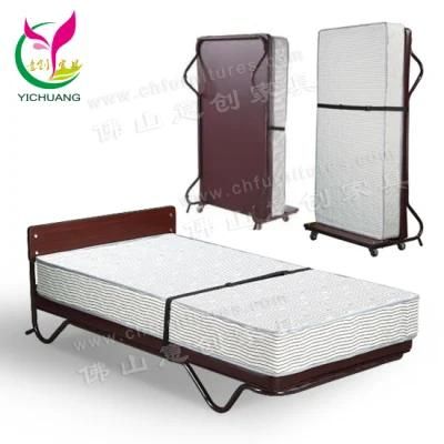Yc-Eb01 Luxury Spring Standing Extra Bed with Wooden Headboard for Hotel Rooms
