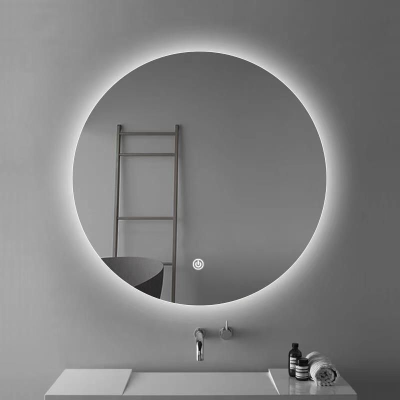 Woman Round LED Bathroom Mirror Illuminated with Defogger and Dimming