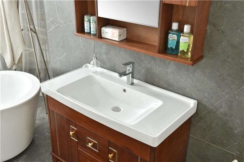 Luxury Wood Single Sink Bathroom Cabinet Furniture Wash Basin Bathroom Vanity