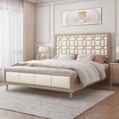 American Solid Wood Bed Four-Leaf Clover Modern Minimalist Double Bed Master Bedroom French Bed