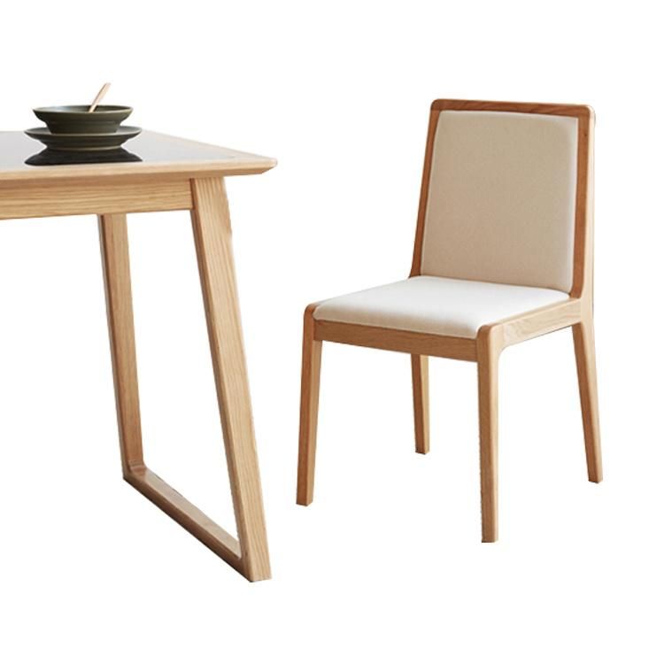 Furniture Modern Furniture Chair Home Furniture Living Room Furniture High Quality Nordic White Color Upholstered Solid Wood Hotel Dining Chair with No Arm