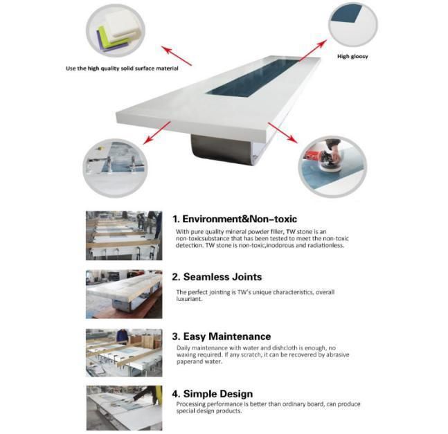 Commercial Solid Surface Furniture Meeting Table Specification 12 Person White Long Conference Table Boardroom Table for Office