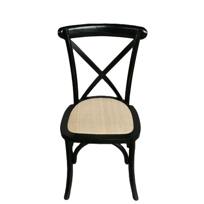 Hotel Furniture Stackable Solid Wood Cross Back Chair for Wedding Event
