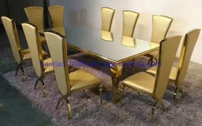 High Back Gold Wedding Furniture Stainless Steel Banquet Metting Living Room Dining Chair