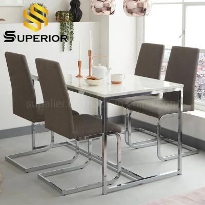 Dining Room Furniture White and Black Marble Restaurant Table