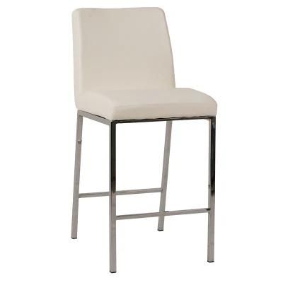 Square Factory Price Modern White PU Leather Bar Chair with Metal Legs