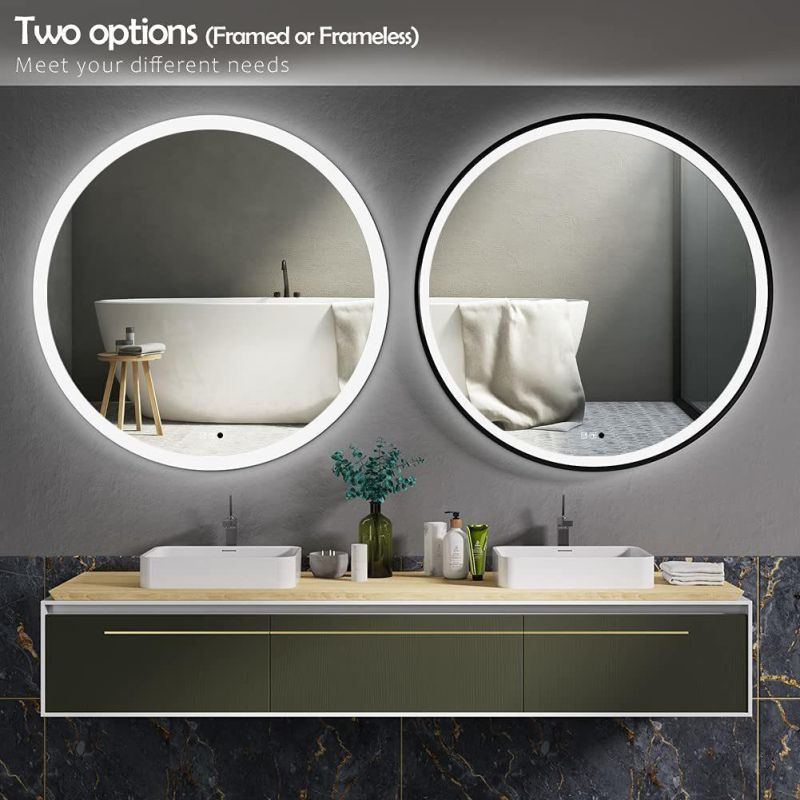China Silver Jh Glass Furniture Make up LED Bathroom Mirror with Factory Price