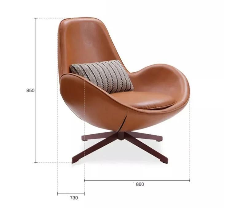 Modern New Design Living Room Leisure Furniture Leather Single Lounge Sofa Chair with Swivel Revolving Chair