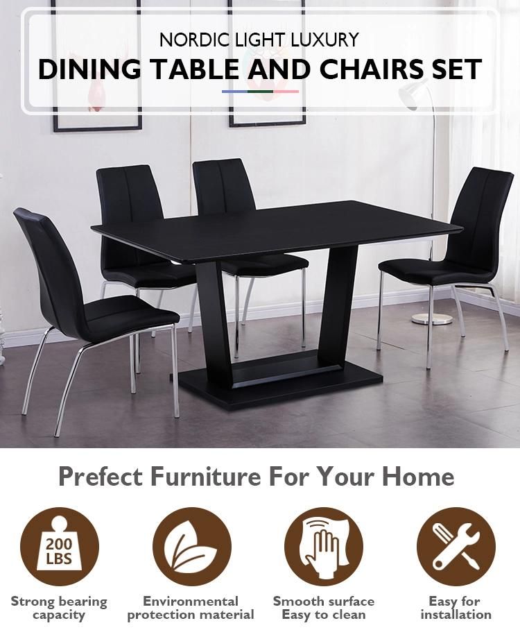Hot Selling Nordic Cheap Price Dining Room MDF Top Morden Dining Table Set with 4 Chairs