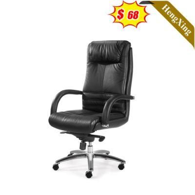 Luxury Office Furniture Black PU Leather Chairs School Meeting Room Training Height Adjustable Swivel Chair