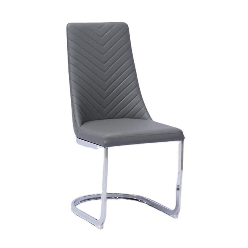 Modern Normal Reach PU Dining Chair with Chrome Legs for Home Hotel Restaurant