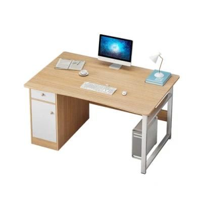47&quot; Computer Desk with Storage Shelves, Sturdy Office Desk with CPU Stand, Industrial Desk Study Writing Table, for Home Office (Color: Natural)